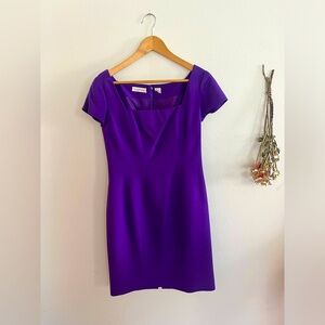Beautiful 1990s Vintage 100% Silk Ann Taylor fitted purple dress.  Size 8 Womens
